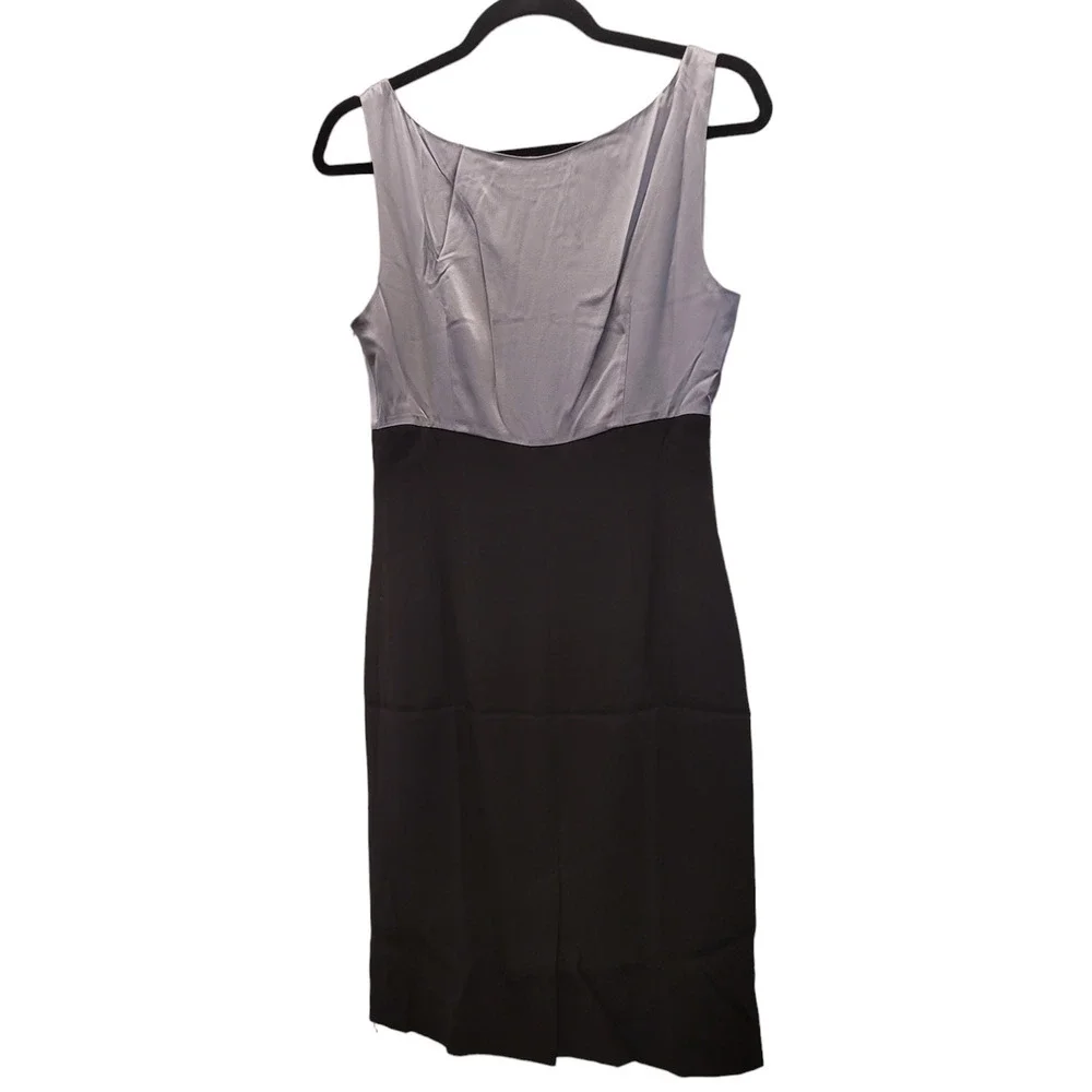 L.K. Bennett Women's 100% Silk Pleated Sleeveless Pencil Dress Grey Black Size 6